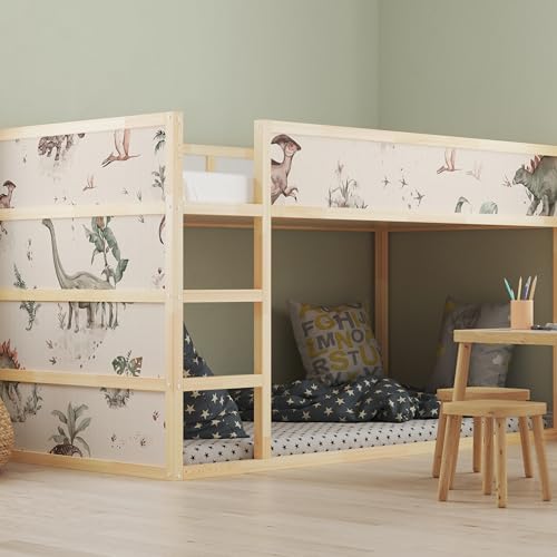 WANDKIND Aufkleber für IKEA KURA Kinderbett Hochbett Klebefolie Möbelfolie Sticker Kinderzimmer Dinosaurier (Möbel nicht inklusive) IKB521 (2 Sticker Set) von WANDKIND