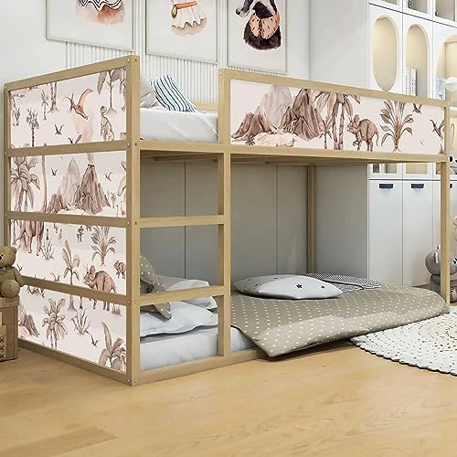 WANDKIND Aufkleber für IKEA KURA Kinderbett Hochbett Klebefolie Möbelfolie Sticker Kinderzimmer Dinosaurier Wüste (Möbel nicht inklusive) IKB512 (5 Sticker Set) von WANDKIND