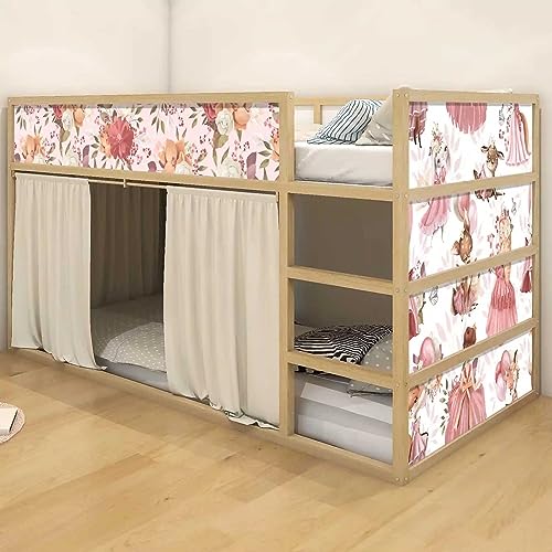 WANDKIND Aufkleber für IKEA KURA Kinderbett Hochbett Klebefolie Möbelfolie Sticker Kinderzimmer Prinzessinnen (Möbel nicht inklusive) IKB511 (2 Sticker Set) von WANDKIND