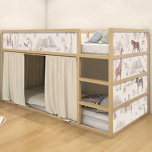 WANDKIND Aufkleber für IKEA KURA Kinderbett Hochbett Klebefolie Möbelfolie Sticker Kinderzimmer Safaritiere (Möbel nicht inklusive) IKB502 (5 Sticker Set) von WANDKIND