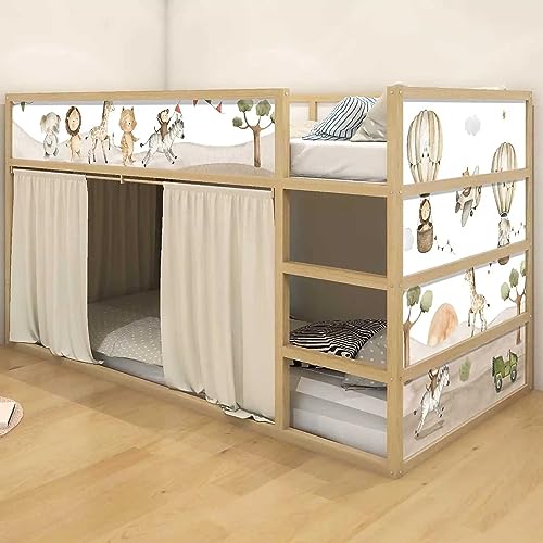 WANDKIND Aufkleber für IKEA KURA Kinderbett Hochbett Klebefolie Möbelfolie Sticker Kinderzimmer Safaritiere Boho (Möbel nicht inklusive) IKB505 (2 Sticker Set) von WANDKIND