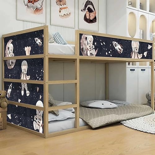 WANDKIND Aufkleber für IKEA KURA Kinderbett Hochbett Klebefolie Möbelfolie Sticker Kinderzimmer Teddybär Astronaut (Möbel nicht inklusive) IKB501 (5 Sticker Set) von WANDKIND