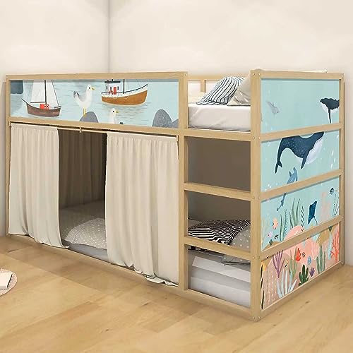 WANDKIND Aufkleber für IKEA KURA Kinderbett Hochbett Klebefolie Möbelfolie Sticker Kinderzimmer Unterwasserwelt (Möbel nicht inklusive) IKB510 (5 Sticker Set) von WANDKIND