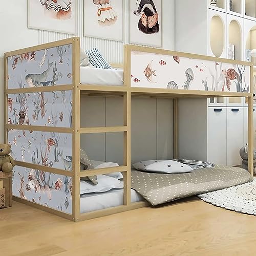 WANDKIND Aufkleber für IKEA KURA Kinderbett Hochbett Klebefolie Möbelfolie Sticker Kinderzimmer Unterwasserwelt (Möbel nicht inklusive) IKB513 (2 Sticker Set) von WANDKIND