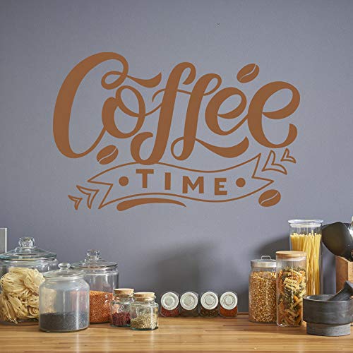 WANDKIND Coffee Time - Wandtattoo Sticker Aufkleber Kaffeezeit Kaffee Zeit (Lehmbraun, 120 x 77 cm) von WANDKIND