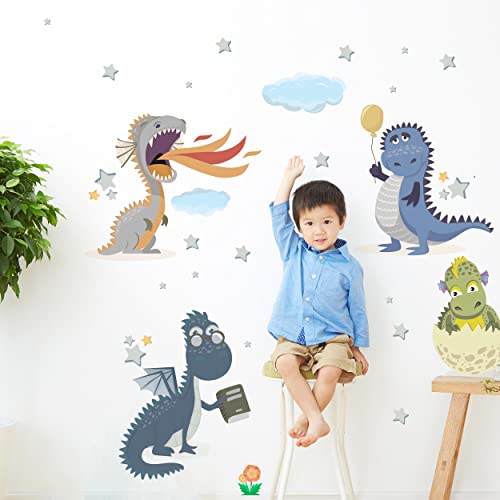 WANDKIND Dino Freunde V290 Wandtattoo Kinderzimmer | handgezeichnet | AUFKLEBER Kindergarten | Wandsticker Babyzimmer, Kinderzimmer Dinosaurier (60 x 60 cm) von WANDKIND