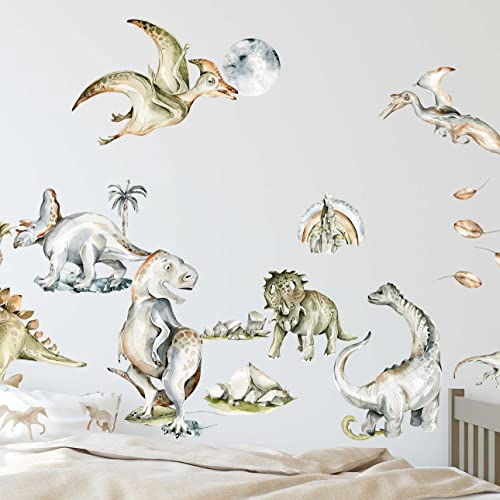 WANDKIND Dinosaurier Wandtattoo Kinderzimmer V376 | handgezeichnet | AUFKLEBER Kindergarten | Babyzimmer Wandsticker Wanddeko Dekoration Dino (60 x 60 cm) von WANDKIND