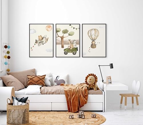 WANDKIND Kinderzimmer Poster Set Premium P722 / Boho Safaritiere Wandbild Babyzimmer (A4 - Ohne/Without Rahmen/Frame) von WANDKIND