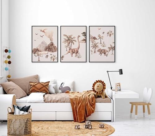 WANDKIND Kinderzimmer Poster Set Premium P789 / Dinosaurierwelt Babyzimmer Wandbild (A3 - Ohne/Without Rahmen/Frame) von WANDKIND