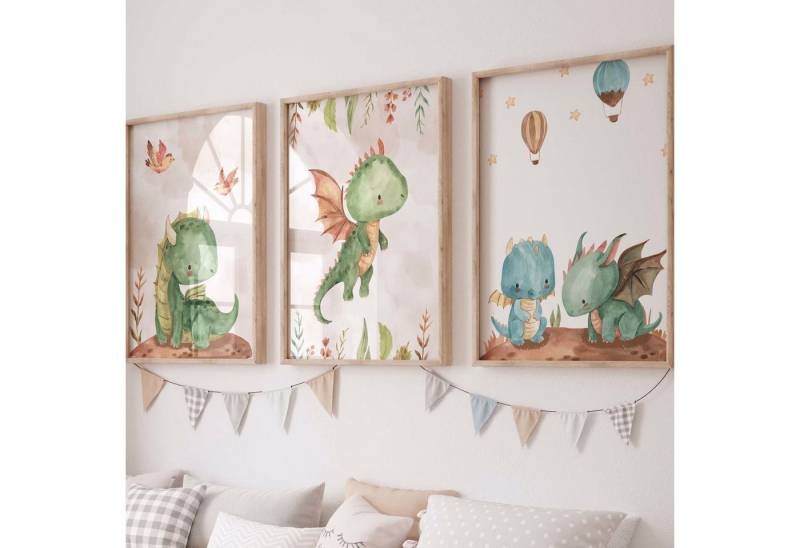 WANDKIND Poster Drachen Freunde 3er Set P824, Kinder Poster WANDKIND Poster Drachen Freunde 3er Set P824, Kinder Poster von WANDKIND