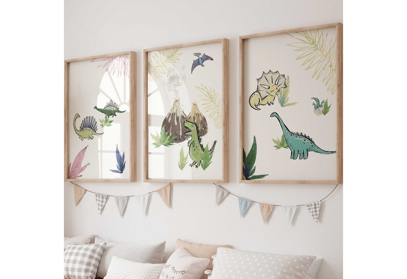 WANDKIND Poster Kinderzimmer Poster 3er Set Premium P725 / Dinowelt, Wandposter in verschiedenen Größen von WANDKIND