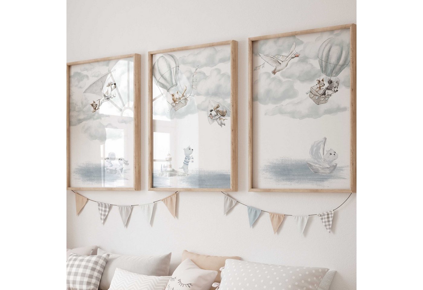 WANDKIND Poster Kinderzimmer Poster 3er Set Premium P727 / fliegende Hunde, Wandposter in verschiedenen Größen WANDKIND Poster Kinderzimmer Poster 3er Set Premium P727 / fliegende Hunde, Wandposter in verschiedenen Größen von WANDKIND