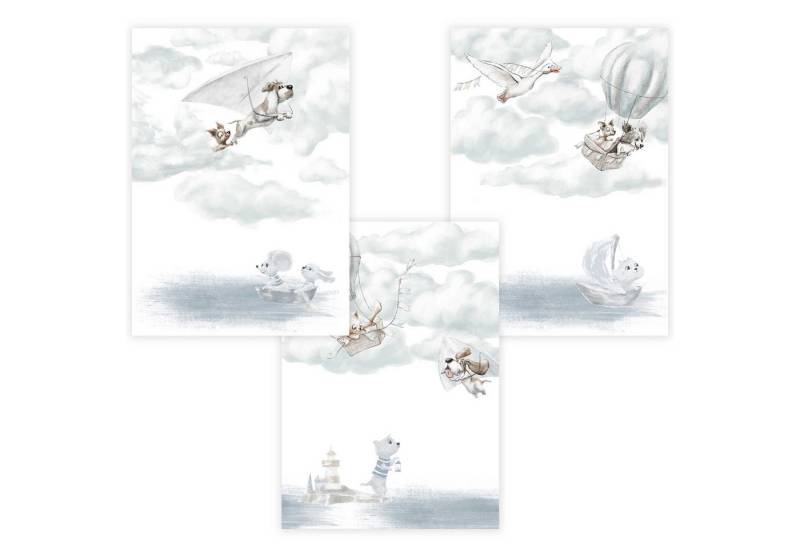 WANDKIND Poster Kinderzimmer Poster 3er Set Premium P727 / fliegende Hunde, Wandposter in verschiedenen Größen WANDKIND Poster Kinderzimmer Poster 3er Set Premium P727 / fliegende Hunde, Wandposter in verschiedenen Größen von WANDKIND