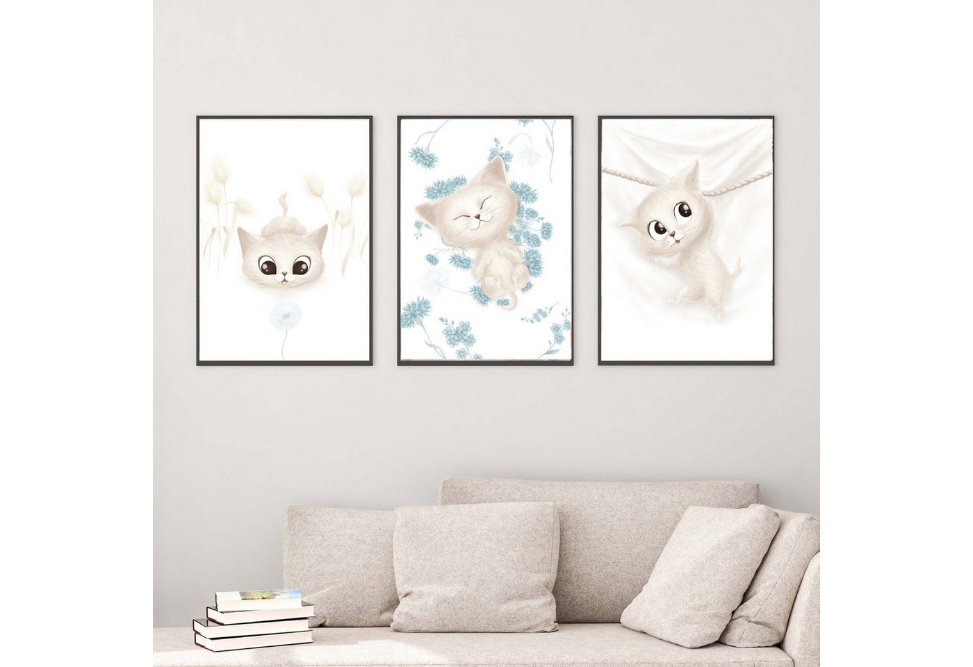 WANDKIND Poster Kinderzimmer Poster 3er Set Premium P729 / niedliche Katzen, Wandposter in verschiedenen Größen von WANDKIND