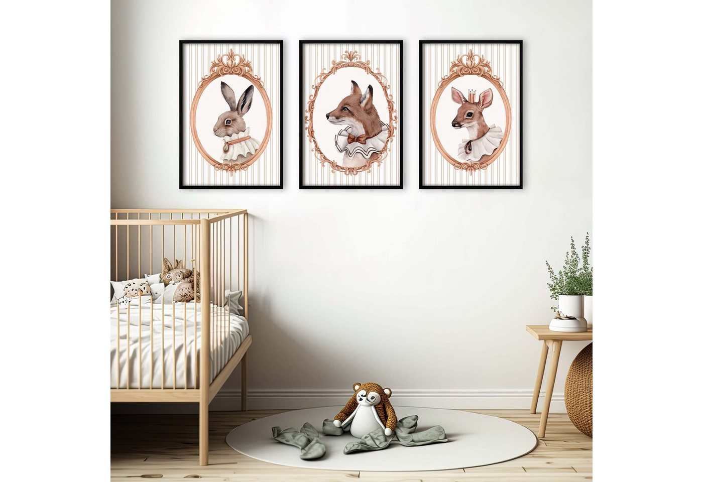 WANDKIND Poster Kinderzimmer Poster 3er Set Premium P773 / Royal Tierportraits, Wandposter in verschiedenen Größen von WANDKIND