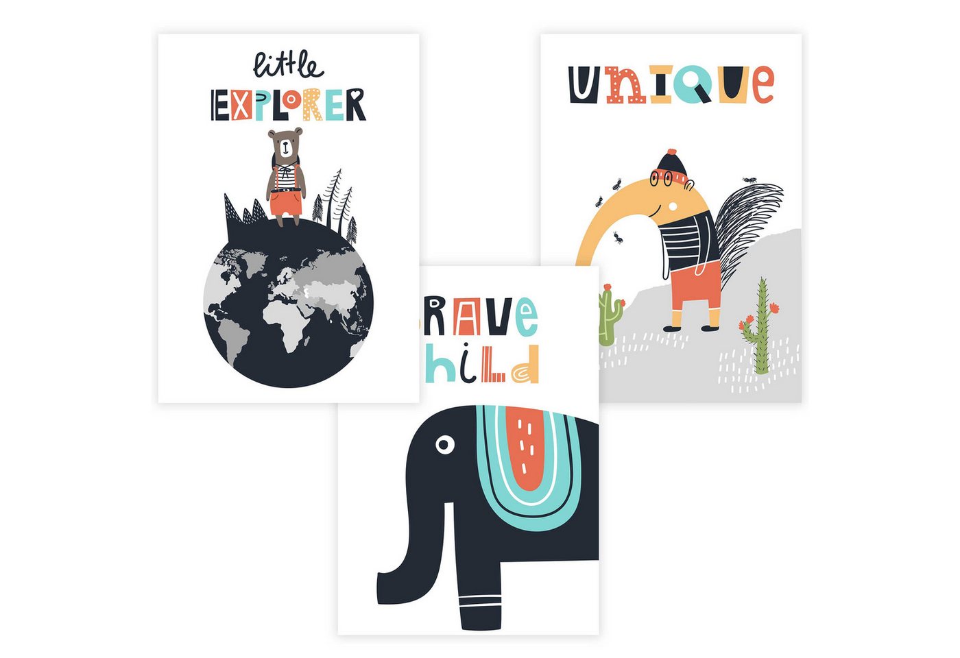 WANDKIND Poster Kinderzimmer Poster 3er Set Premium P779 / Little Explorer, Wandposter in verschiedenen Größen WANDKIND Poster Kinderzimmer Poster 3er Set Premium P779 / Little Explorer, Wandposter in verschiedenen Größen von WANDKIND