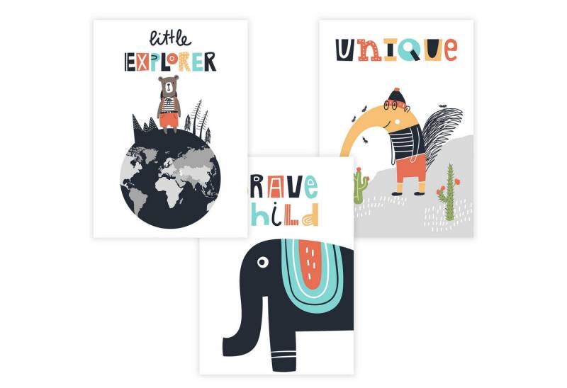 WANDKIND Poster Kinderzimmer Poster 3er Set Premium P779 / Little Explorer, Wandposter in verschiedenen Größen WANDKIND Poster Kinderzimmer Poster 3er Set Premium P779 / Little Explorer, Wandposter in verschiedenen Größen von WANDKIND