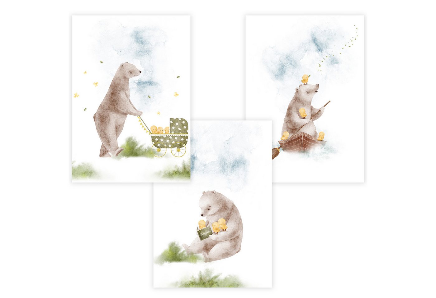 WANDKIND Poster Kinderzimmer Poster 3er Set Premium P780 / Bär von WANDKIND