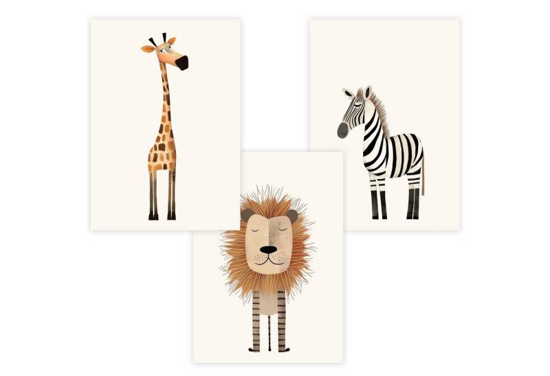 WANDKIND Poster Kinderzimmer Poster 3er Set Premium P787 / Safaritiere, Wandposter in verschiedenen Größen von WANDKIND