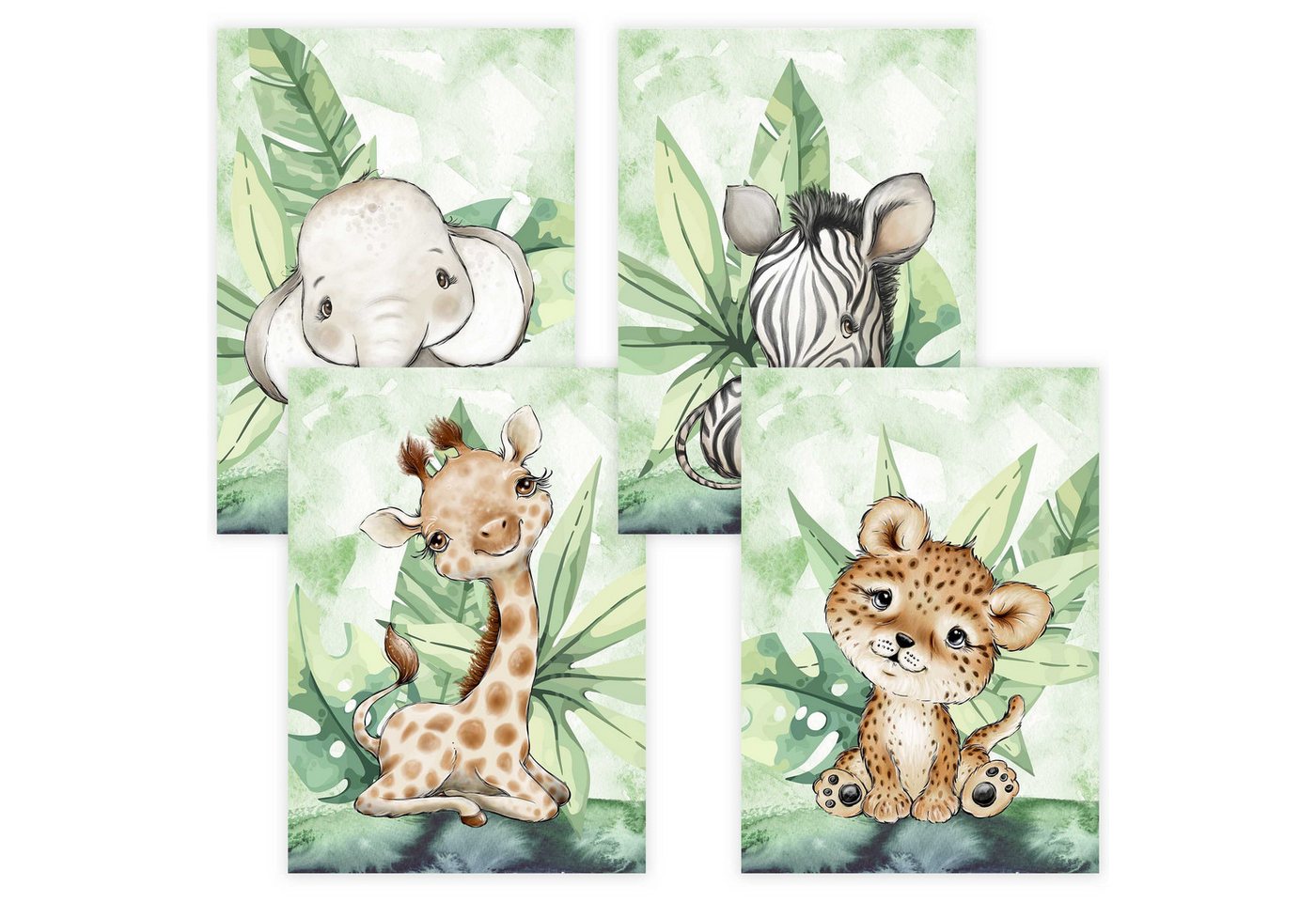 WANDKIND Poster Kinderzimmer Poster 4er Set Premium P717 / Dschungel, Wandposter in verschiedenen Größen WANDKIND Poster Kinderzimmer Poster 4er Set Premium P717 / Dschungel, Wandposter in verschiedenen Größen von WANDKIND