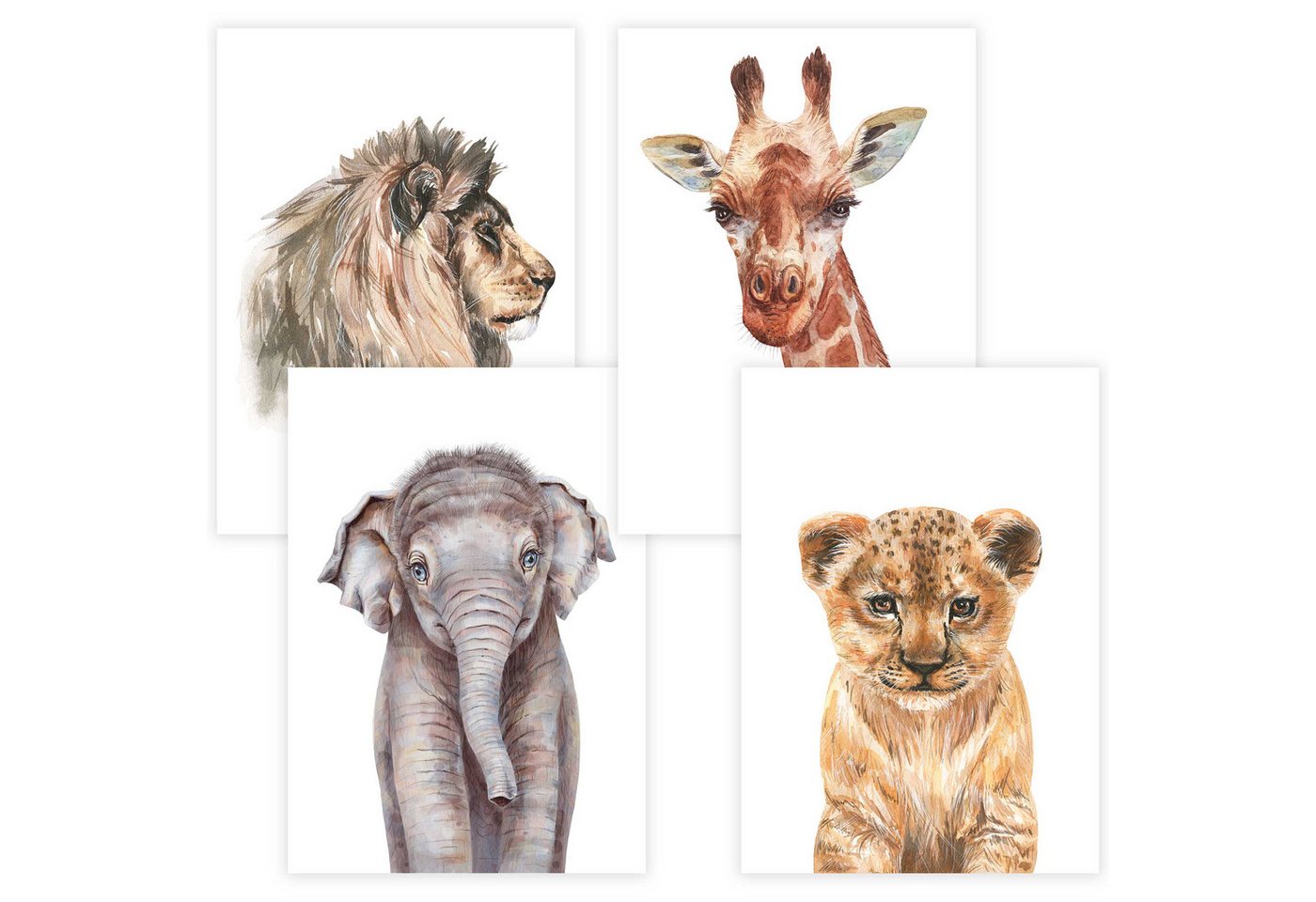 WANDKIND Poster Kinderzimmer Poster 4er Set Premium P718 / Safaritiere, Wandposter in verschiedenen Größen WANDKIND Poster Kinderzimmer Poster 4er Set Premium P718 / Safaritiere, Wandposter in verschiedenen Größen von WANDKIND