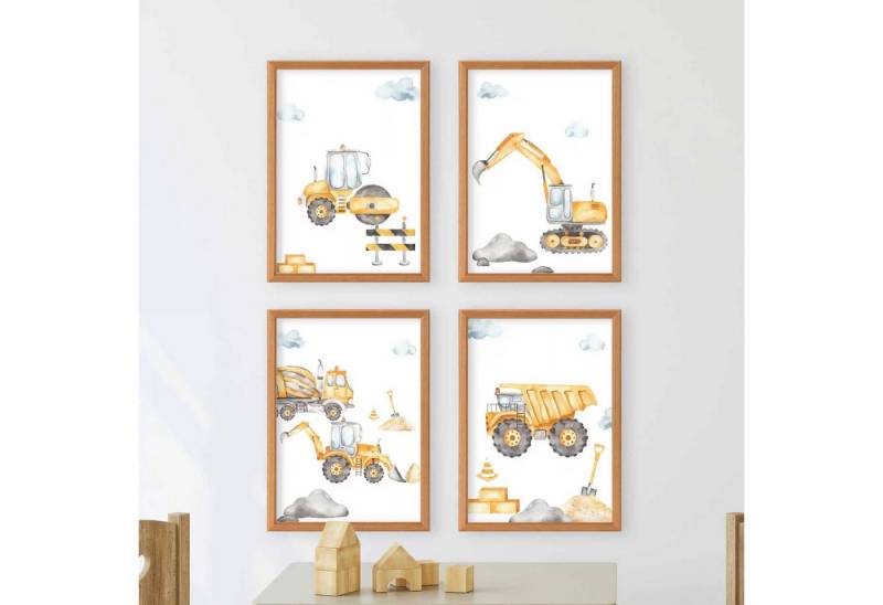 WANDKIND Poster Kinderzimmer Poster 4er Set Premium P757 / Baustelle, Wandposter in verschiedenen Größen von WANDKIND