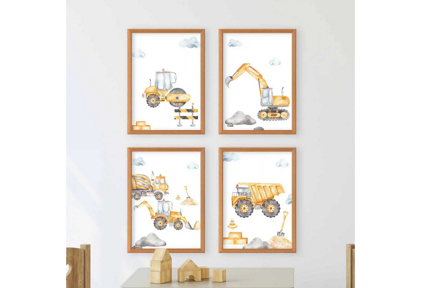 WANDKIND Poster Kinderzimmer Poster 4er Set Premium P757 / Baustelle, Wandposter in verschiedenen Größen von WANDKIND