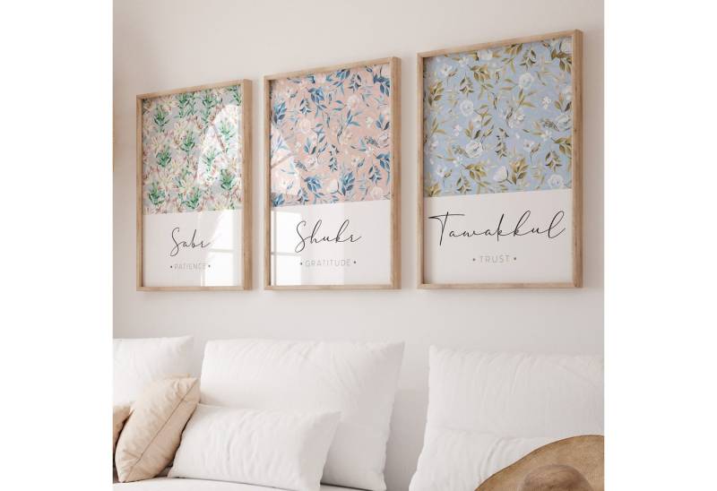 WANDKIND Poster Sabr, Tawakkul & Shukr Set Premium IP714, Islamisches Poster von WANDKIND