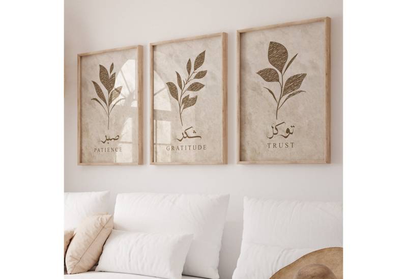 WANDKIND Poster Sabr Shukr Tawakkul Set Premium IP706, Islamisches Poster von WANDKIND