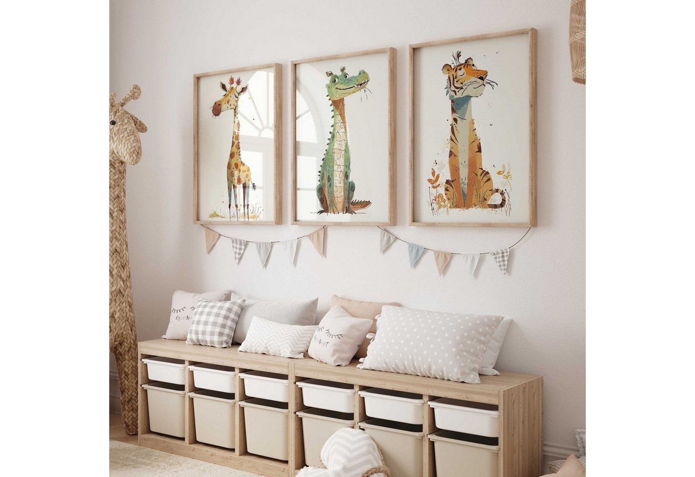 WANDKIND Poster Safari Abenteuer Giraffe Tiger Krokodil 3er Set P811, Kinderzimmer Poster WANDKIND Poster Safari Abenteuer Giraffe Tiger Krokodil 3er Set P811, Kinderzimmer Poster von WANDKIND