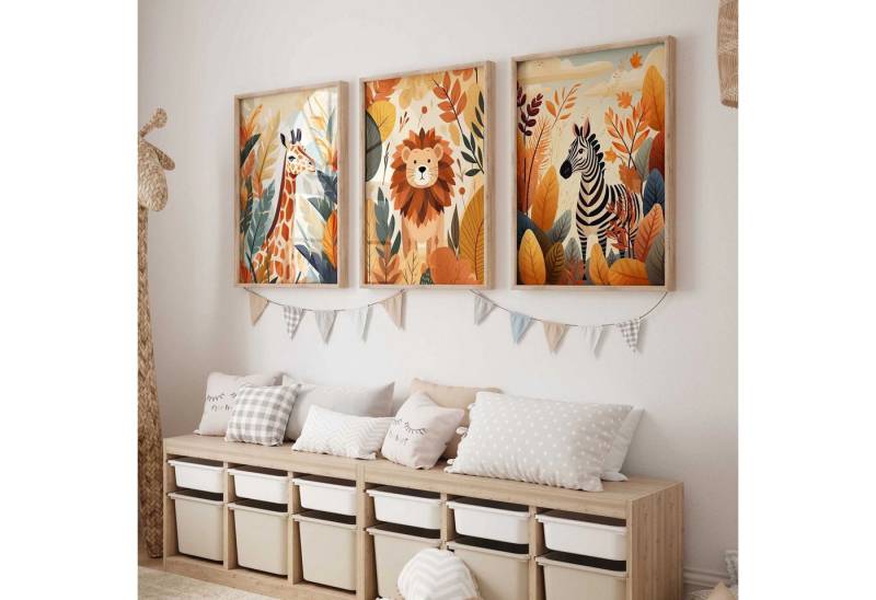 WANDKIND Poster Safari Herbst Abenteuer 3er Set P798, Kinder Poster von WANDKIND