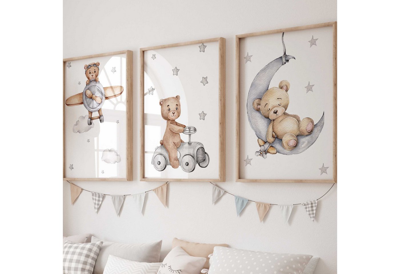 WANDKIND Poster WANDKIND Kinderzimmer Poster Set Premium P705 / Teddybären kuschelig, Poster von WANDKIND