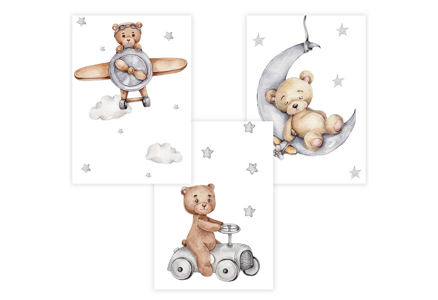 WANDKIND Poster WANDKIND Kinderzimmer Poster Set Premium P705 / Teddybären kuschelig, Poster von WANDKIND