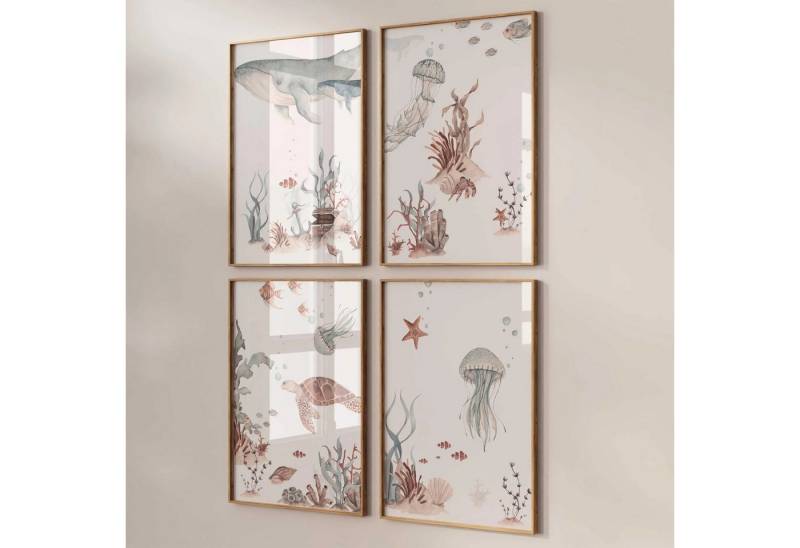 WANDKIND Poster Wandbild 4er Set P800 / Unterwasser Abenteuer, Kinderzimmer Poster von WANDKIND
