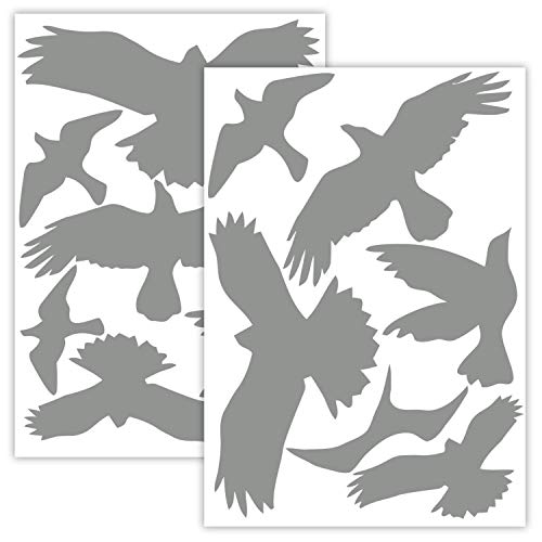 WANDKIND Vogelschutz und Fensterschutz - 13 Aufkleber - Schutz vor Vogelschlag - Sticker Vögel (Grau) von WANDKIND