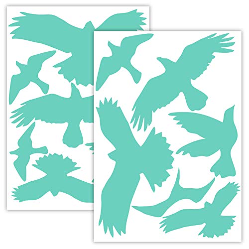 WANDKIND Vogelschutz und Fensterschutz - 13 Aufkleber - Schutz vor Vogelschlag - Sticker Vögel (Mint) von WANDKIND