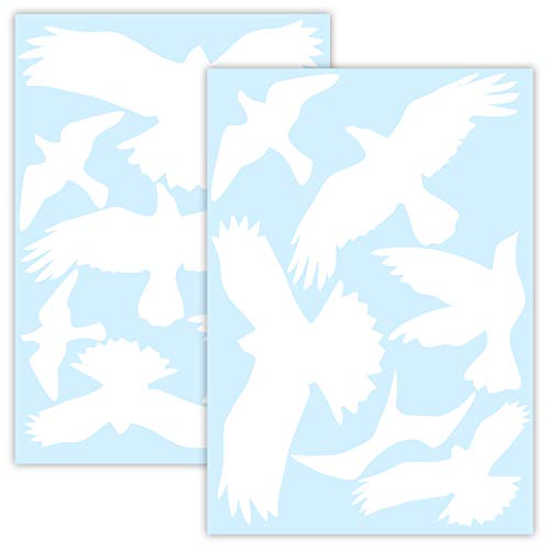 WANDKIND Vogelschutz und Fensterschutz - 13 Aufkleber - Schutz vor Vogelschlag - Sticker Vögel (Weiss) von WANDKIND