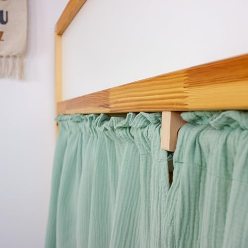 WANDKIND Vorhangstange für IKEA Kura - Kiefer Gardinenstange - passgenau für Hochbett & Flachbett IKVM (Altmint, Leiterseite) von WANDKIND