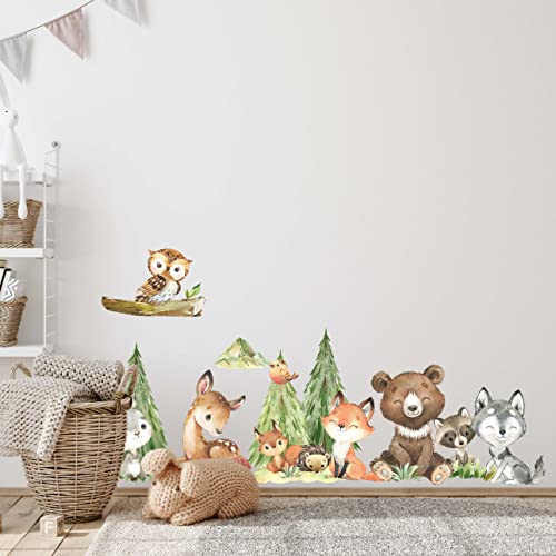 WANDKIND Waldtiere Wandtattoo Kinderzimmer V410 | handgezeichnet | AUFKLEBER Kindergarten | Babyzimmer Wandsticker Wanddeko Dekoration Abenteuer in der Natur (130 x 130 cm) von WANDKIND