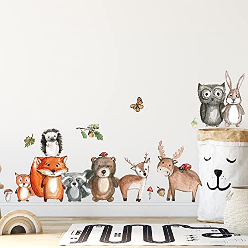 Waldtiere Wandtattoo V280 Wandaufkleber Bär Reh Fuchs Kinderzimmer Babyzimmer Aufkleber Wandtattoo Junge Wandsticker (50 x 25 cm) von WANDKIND