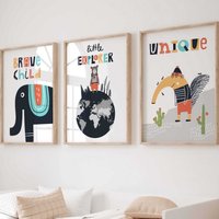 Wandbild 3Er Poster Set P779/Unique - Little Explorer Brave Child Kinderzimmer Deko Wandbilder Bilder von WANDKIND