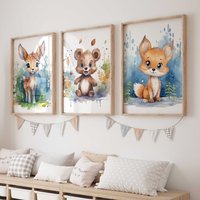 Wandbild 3Er Poster Set P796/Waldtiere Abenteuer Bär Fuchs Reh Kinderzimmer Deko Wandbilder Bilder Wandbild 3Er Poster Set P796/Waldtiere Abenteuer Bär Fuchs Reh Kinderzimmer Deko Wandbilder Bilder von WANDKIND
