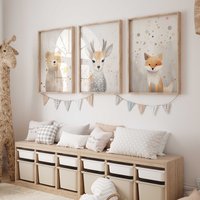 Wandbild 3Er Poster Set P797/Waldtiere Abenteuer Bär Fuchs Reh Polka Dots Kinderzimmer Deko Wandbilder Bilder Wandbild 3Er Poster Set P797/Waldtiere Abenteuer Bär Fuchs Reh Polka Dots Kinderzimmer Deko Wandbilder Bilder von WANDKIND