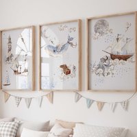 Wandbild 3Er Poster Set P817/Meeresabenteuer Wal Schiffe Meer Kinderzimmer Deko Wandbilder Bilder Wandbild 3Er Poster Set P817/Meeresabenteuer Wal Schiffe Meer Kinderzimmer Deko Wandbilder Bilder von WANDKIND