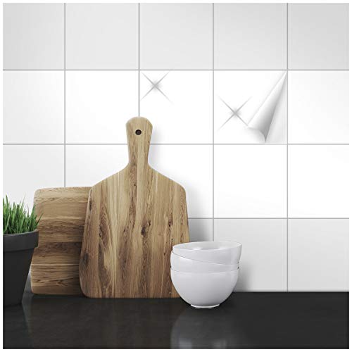 Fliesenaufkleber - 15 x 15 cm - 500 Stück - Weiß Seidenmatt und Glänzend - Für alle Fliesen in Küche, Bad & Innenbereich von WANDKINGS
