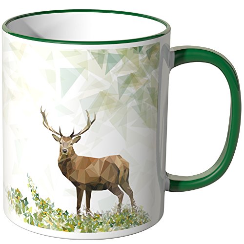 WANDKINGS Tasse, Motiv „Majestätischer Hirsch 1“ - GRÜN von WANDKINGS