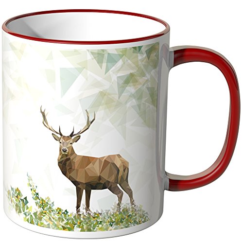 WANDKINGS Tasse, Motiv „Majestätischer Hirsch 1“ - ROT von WANDKINGS