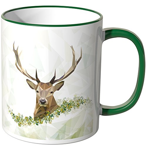 WANDKINGS Tasse, Motiv „Majestätischer Hirsch 2“ - GRÜN von WANDKINGS