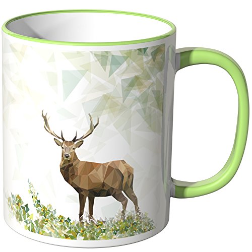 WANDKINGS Tasse, Motiv „Majestätischer Hirsch 1“ - HELLGRÜN von WANDKINGS