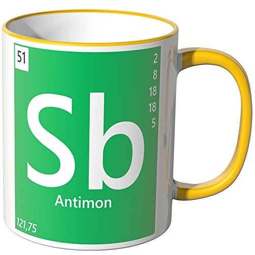WANDKINGS® Tasse, Element Antimon Sb - GELB von WANDKINGS